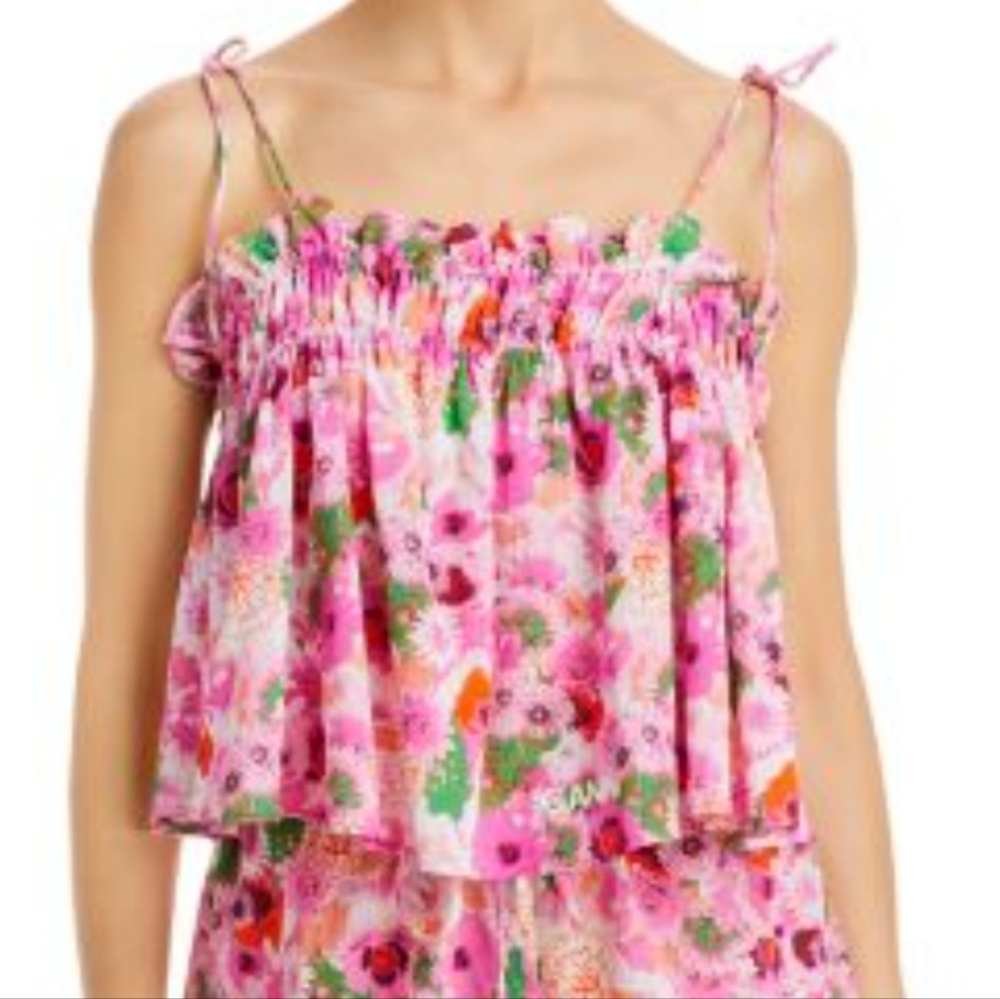 Ganni NWT babydoll floral organic cotton tank Sz 42/L (Suits Med)
